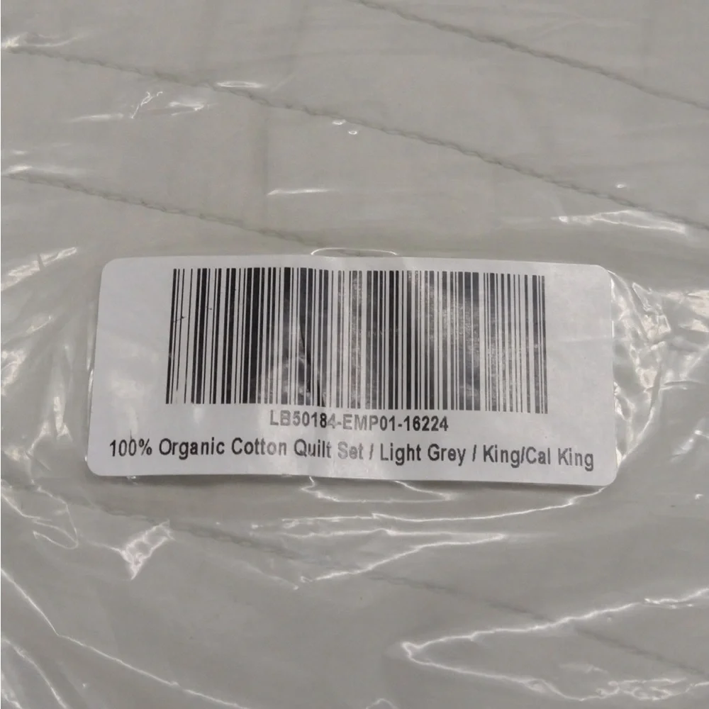 NWOT QUINCE Organic Cotton Stripe Stitch Quilt Set King/Cal King Light Grey 7225 - Picture 9 of 10